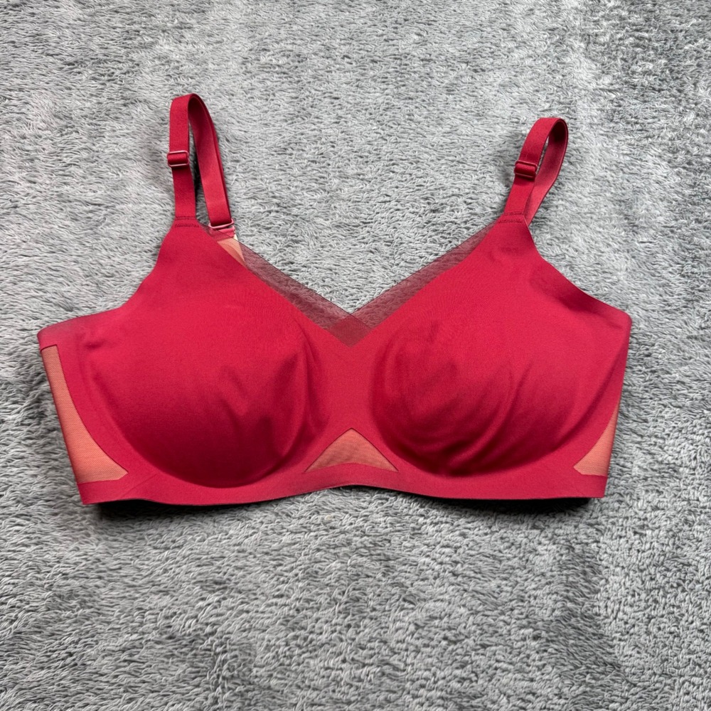 Honeylove Crossover Lace Bra in Ruby